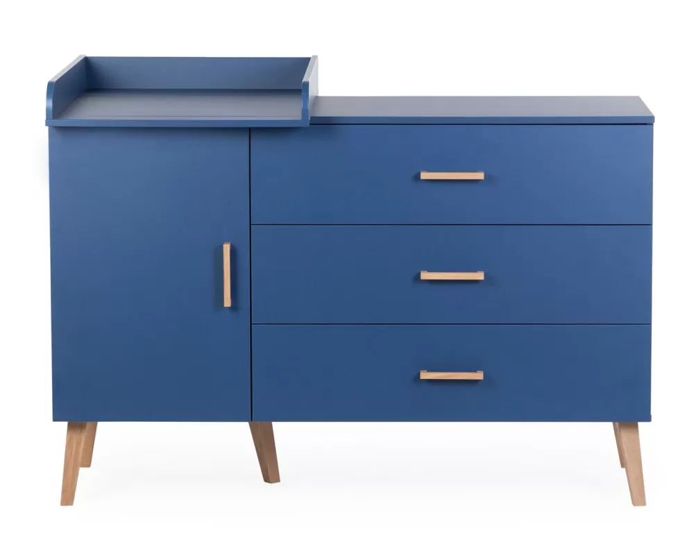 Sale Childhome Bold Blue - Commode - 3 Laden + 1 Deur + Verzorgingsunit