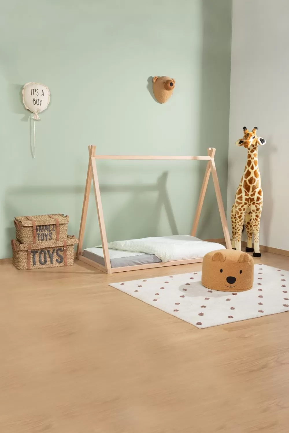 Online Childhome Dierenkop Teddybeer - Vilt - Muurdecoratie