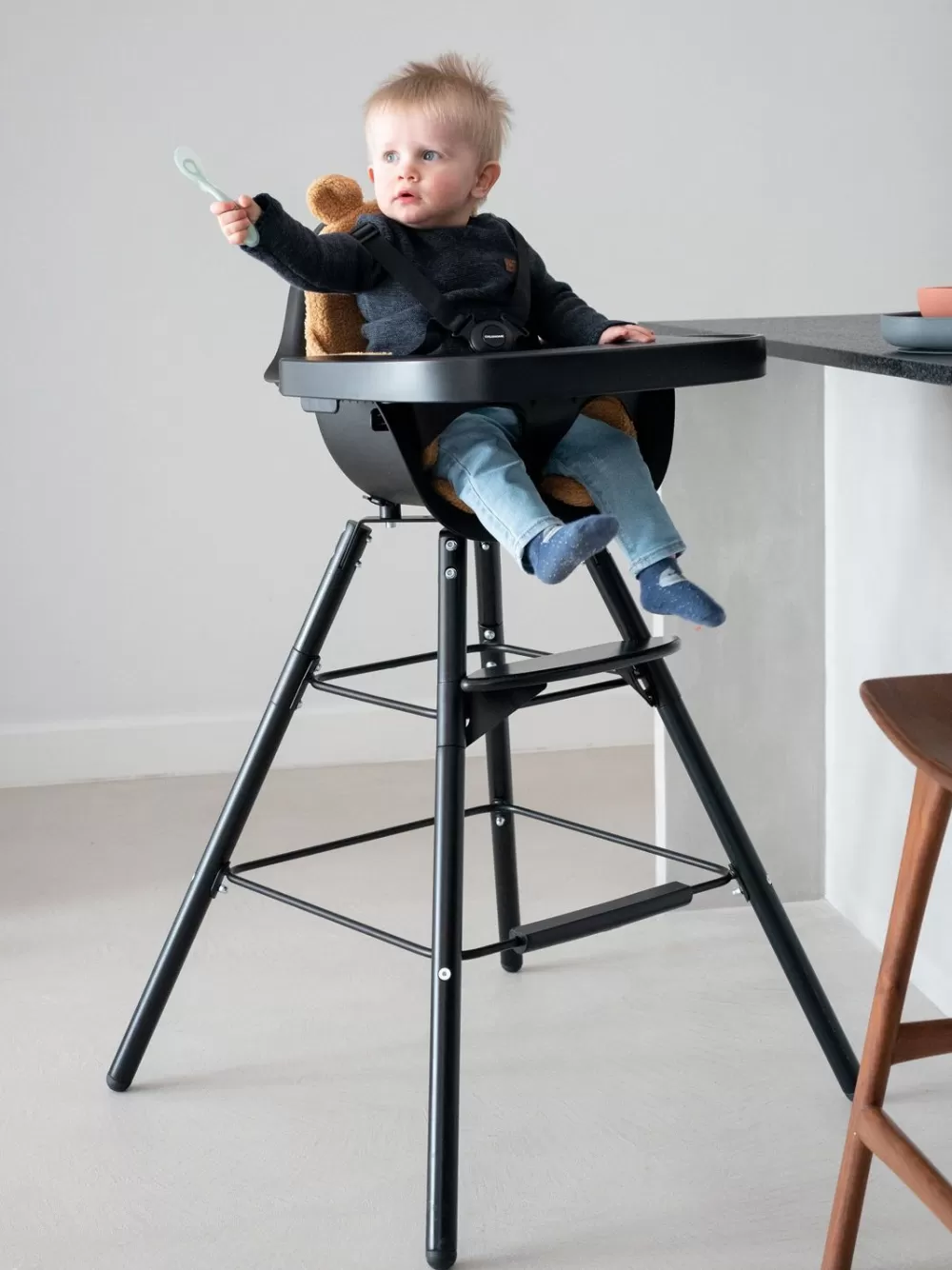 Fashion Childhome Evolu Extra Set Lange Poten + Voetsteun - Hout - Zwart