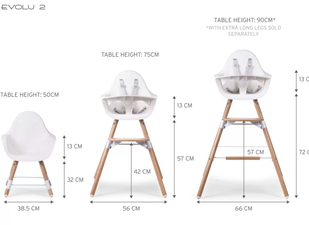 Store Childhome Evolu Kinderstoel - Verstelbaar In Hoogte (50-75 Cm/*90 Cm) - Naturel Wit