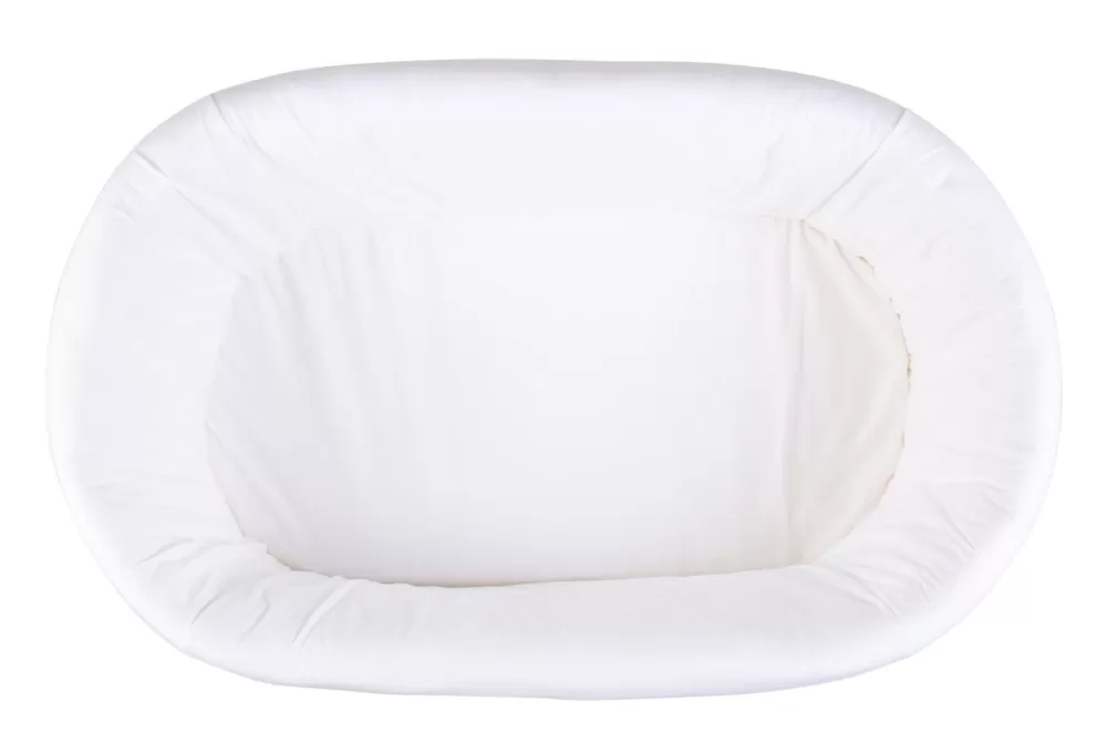 Clearance Childhome Rattan Wieg - 90X70X71 Cm + Matras - 77X42X4 Cm - Jersey Hoes Ecru - Schommelpoten