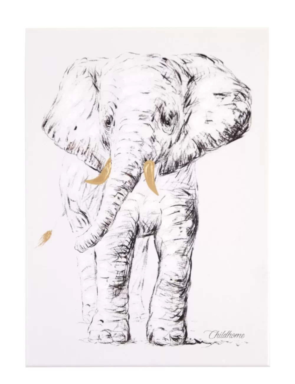 New Childhome Schilderij - Olifant + Goud - 30X40 Cm