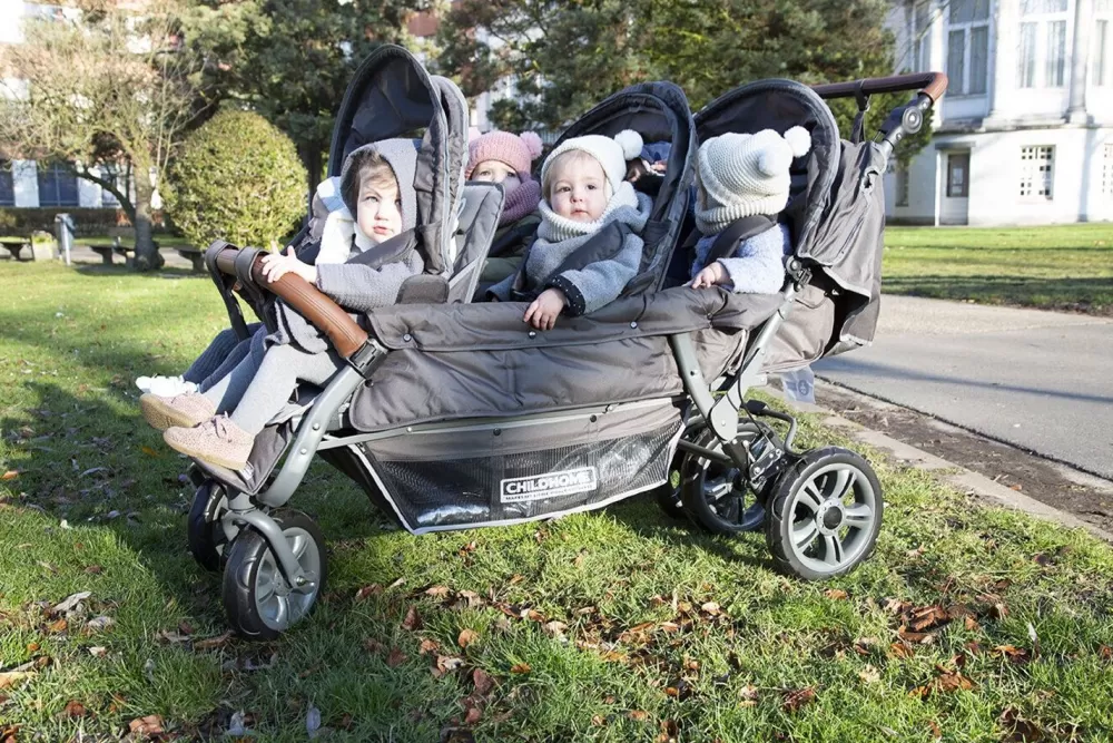 Outlet Childhome Sixseater Wandelwagen Met Autobrake + Regenhoes + Zonnekappen - Antraciet