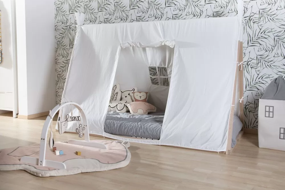 Fashion Childhome Tipi Bed - 90X200 Cm - Hout - Naturel Wit Ja, Graag Met Lattenbodem