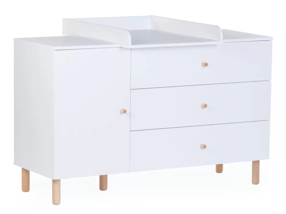 Online Childhome Wonder White - Commode - 3 Laden + 1 Deur + Verzorgingsunit