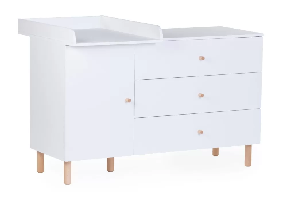 Online Childhome Wonder White - Commode - 3 Laden + 1 Deur + Verzorgingsunit